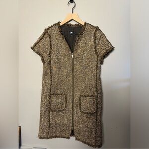 W BY WORTH Chanel-Style Tweed Dress Zip-Front with Pockets